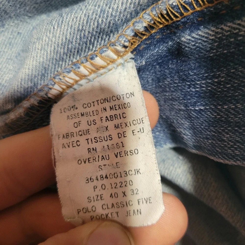 Polo Ralph Lauren Classic Five Pocket Jeans Light Wash Blue 40x32